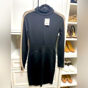 Zara black dress with tan shoulder detail